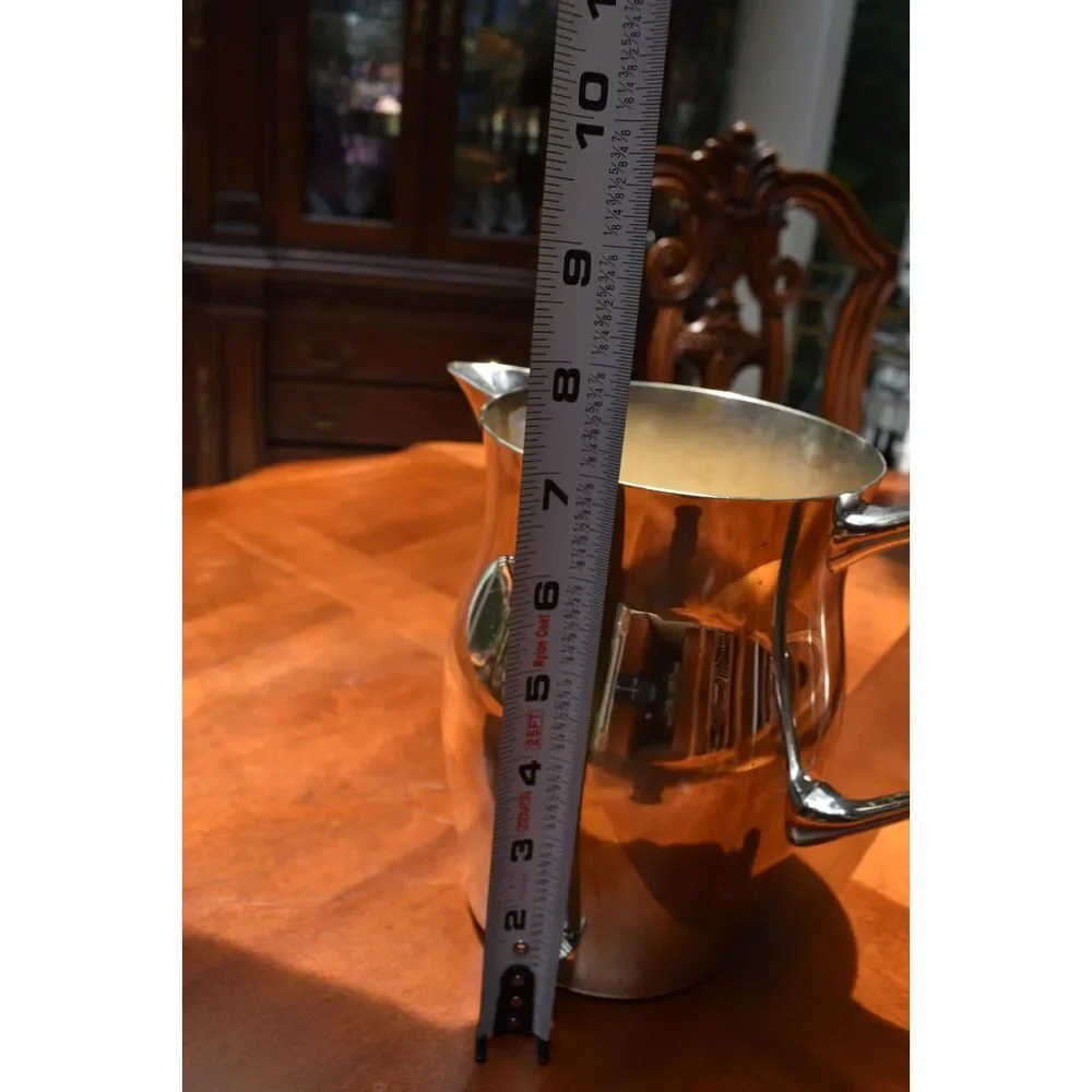 Sheridan Silverplate Water Pitcher Ice Guard Spout Footed Vintage MCM Barware
